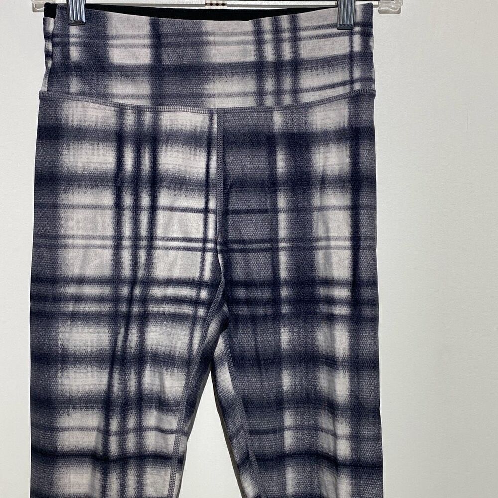 DKNY Women's Black Plaid Nylon Blended‎ Elastic Waistband Leggings Size Small